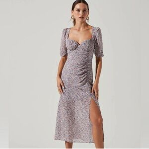 ASTR - Front Slit Milkmaid Dress - LILAC